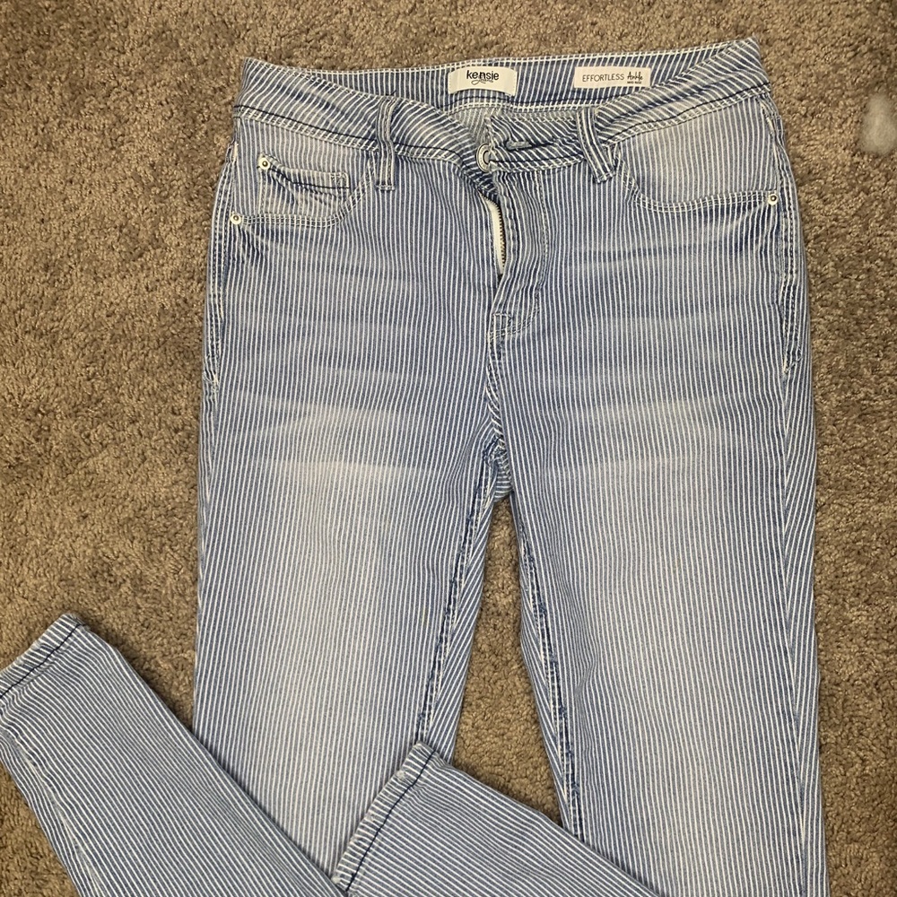 Striped skinny jeans - high waisted